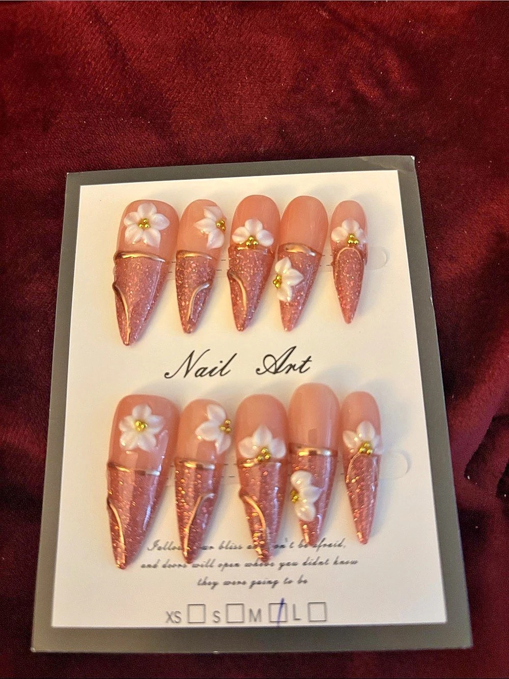 Pink & Gold Floral Press-On Nails